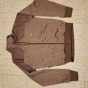 Helly Hansen Brown Full Zip Collar Sweater With Yellow Logo Patch